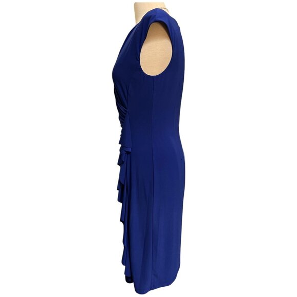 Slinky, draped, cobalt blue dress - Picture 3 of 7